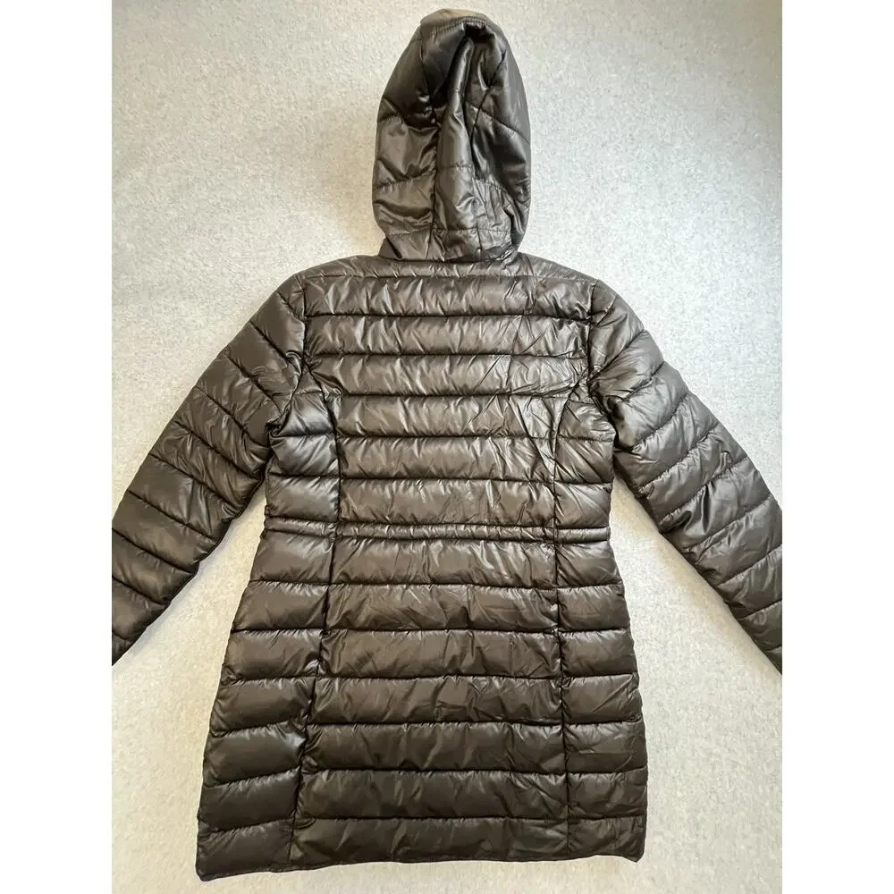 Kenneth Cole New York Hooded Full Zip Mid-Length Puffer Jacket Black M